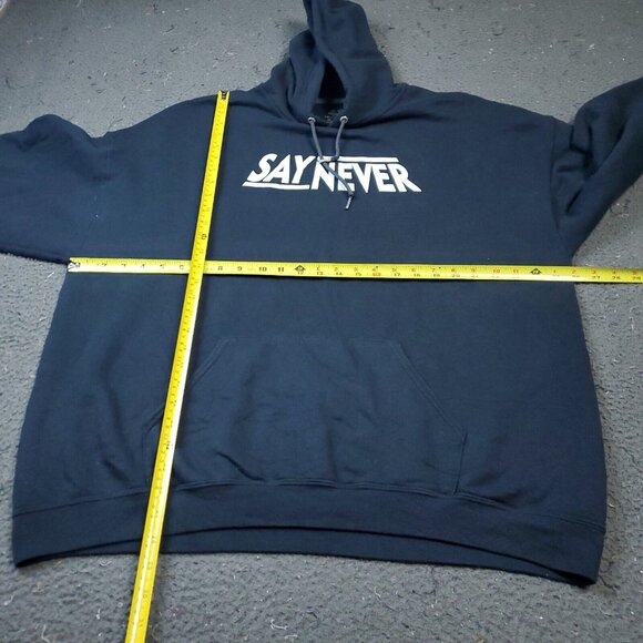 Fruit Of The Loom Say Never Hoodie Sweater Mens 2XL XXL Pullover Black - Picture 6 of 11